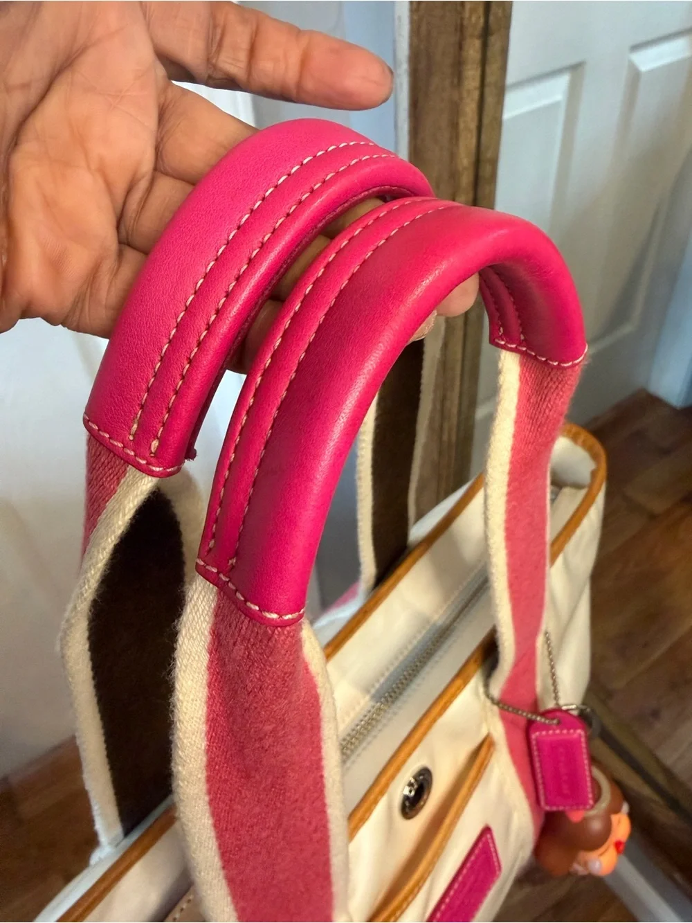 Vintage Coach Hampton Tote Canvas Tote Style 1894 + Pop Mart Crybaby Pink Cutie